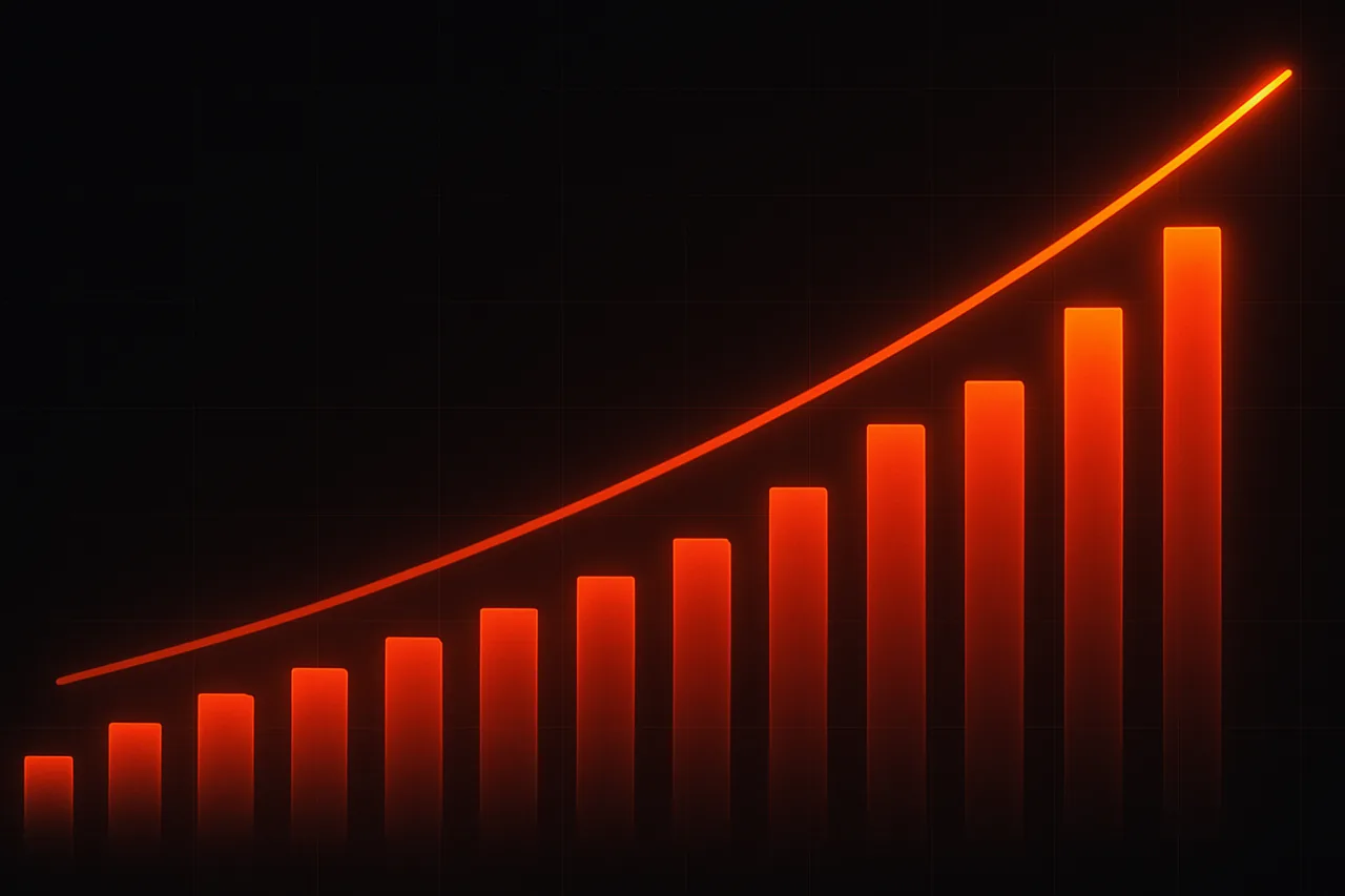 A growth chart illustrating a consistent content publishing program